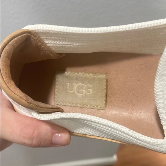 UGG White Loafers Slip-Ons with Textured Upper - Picture 2 of 4